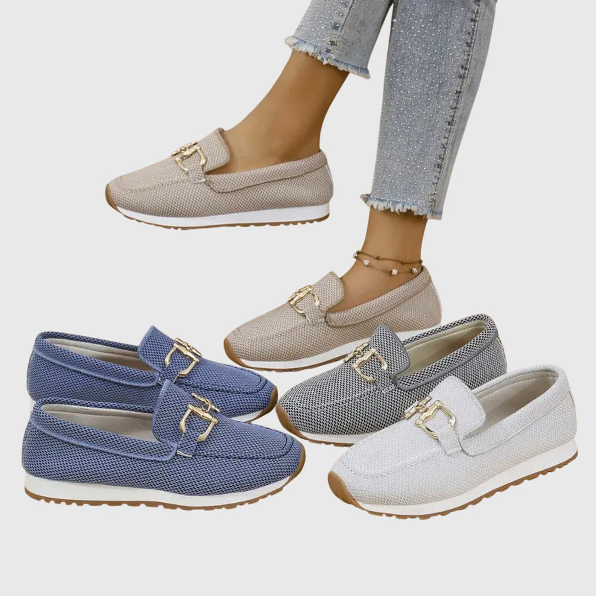 Sabine Women's Knit Loafer Trainers with Buckle, photo 7