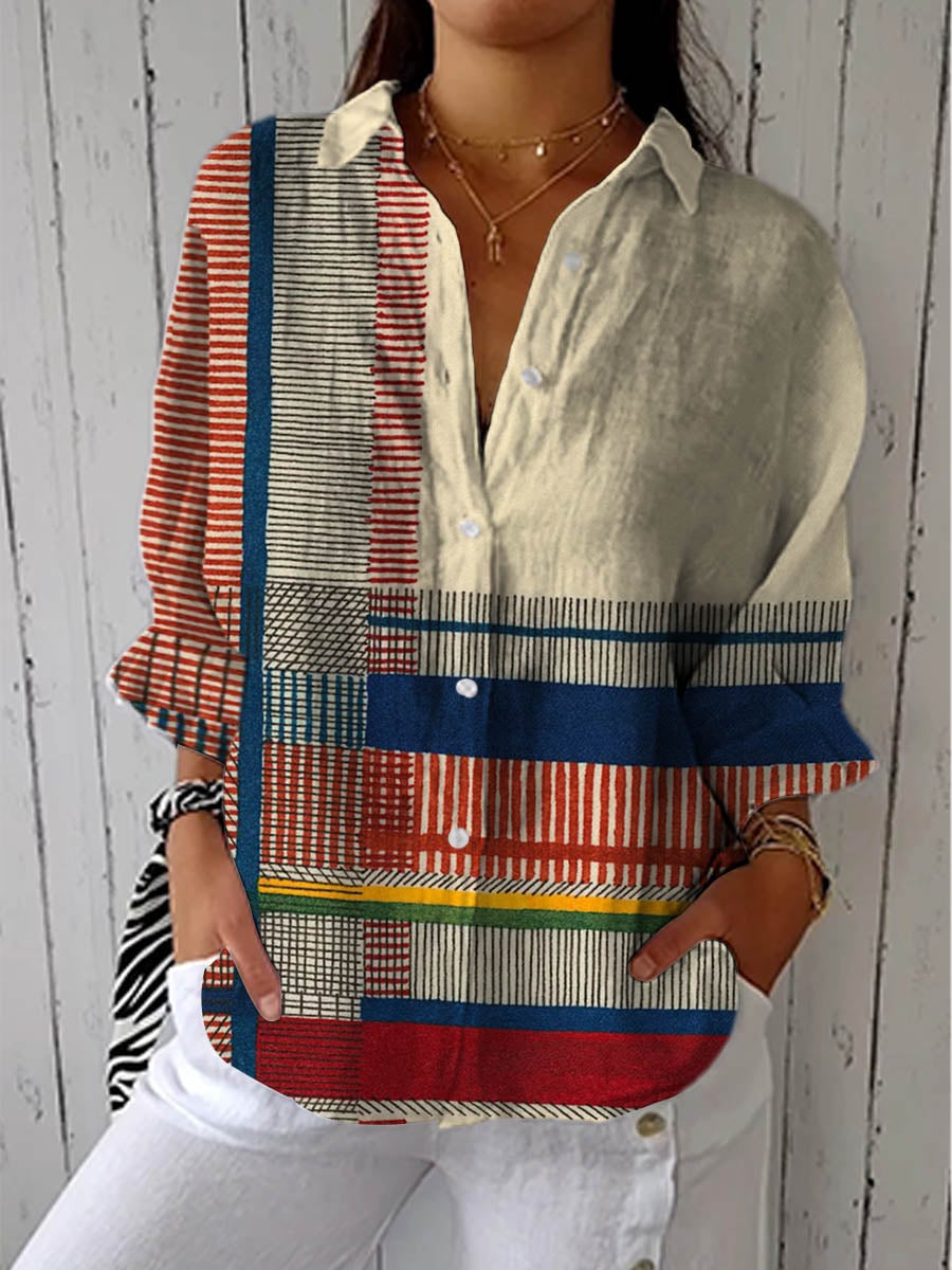 Sandra Women's Blouse in a Relaxed Fit with Buttons in Multi, photo 1