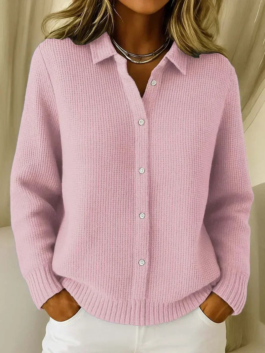Saoirse Women's Cardigan in Knit with Buttons in Pink, photo 1
