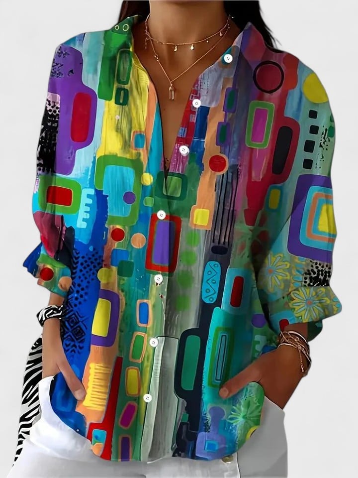 Selena Women's Blouse with Buttons and an All-over Print, photo 1