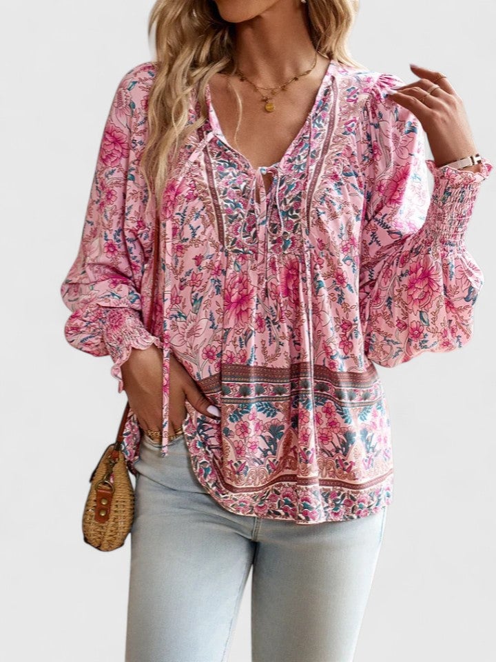 Sofia Women's Top with a V-neck and a Floral Print, photo 1