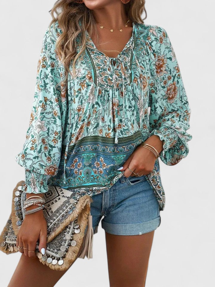 Sofia Women's Top with a V-neck and a Floral Print, photo 3