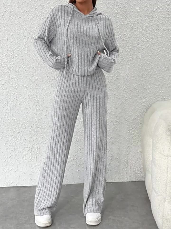 Striped Knit Hooded Set