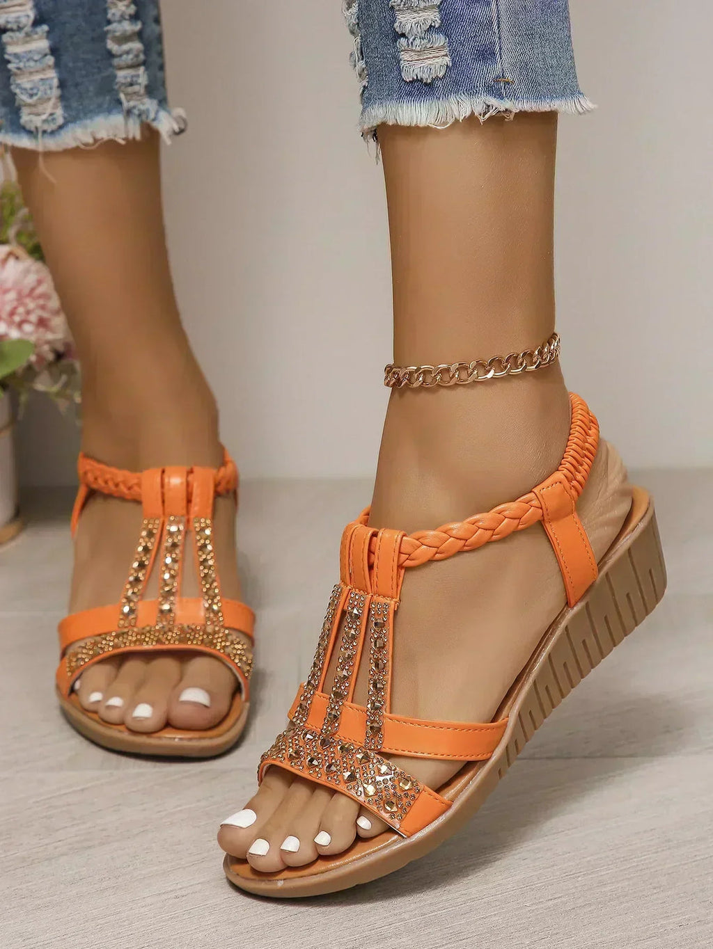Susan Women's Sandals with a Wedge Heel in Silver, photo 4