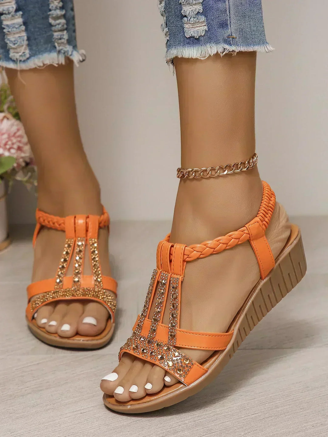 Susan Women's Sandals with a Wedge Heel in Silver, photo 4