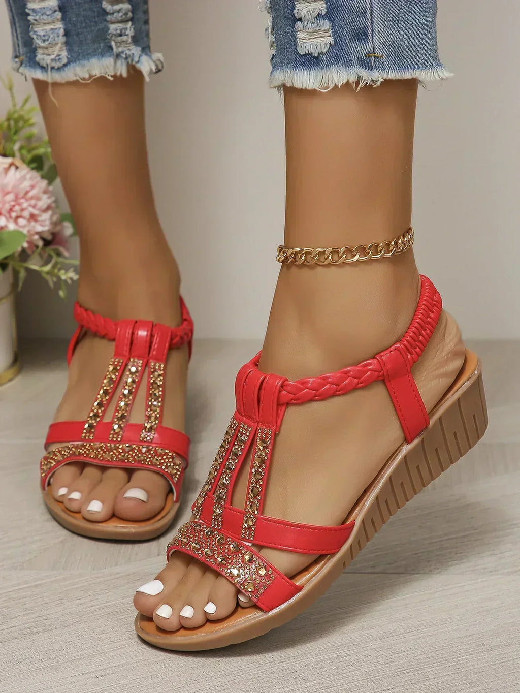 Susan Women's Sandals with a Wedge Heel in Silver, photo 7