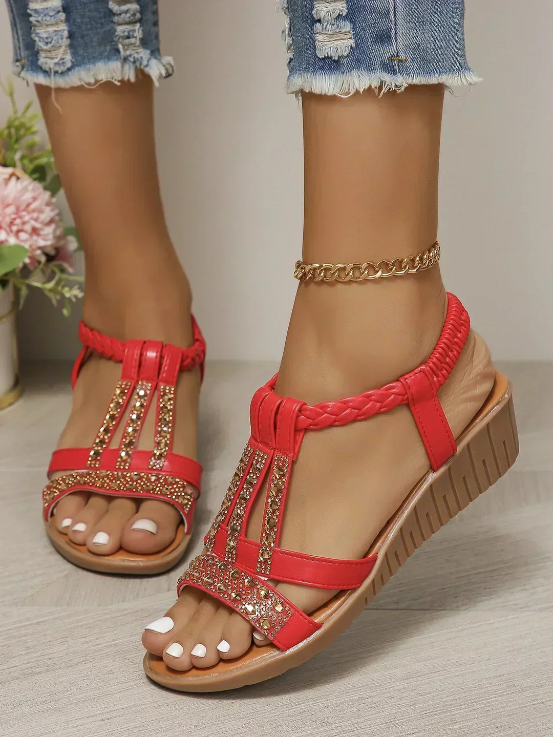 Susan Women's Sandals with a Wedge Heel in Silver, photo 7