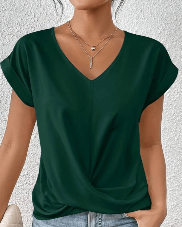 Tracy Women's Top with a V-neck with Short Sleeves and a Knot Detail, photo 1