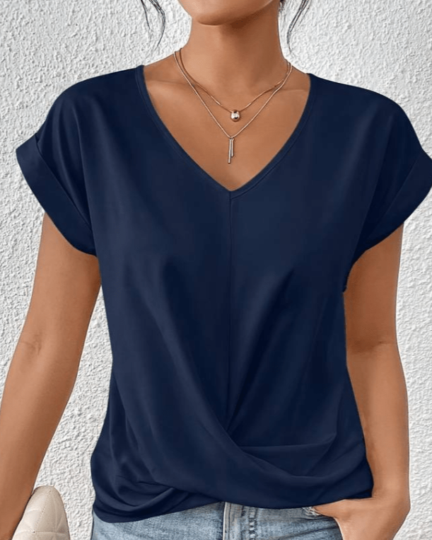 Tracy Women's Top with a V-neck with Short Sleeves and a Knot Detail, photo 2