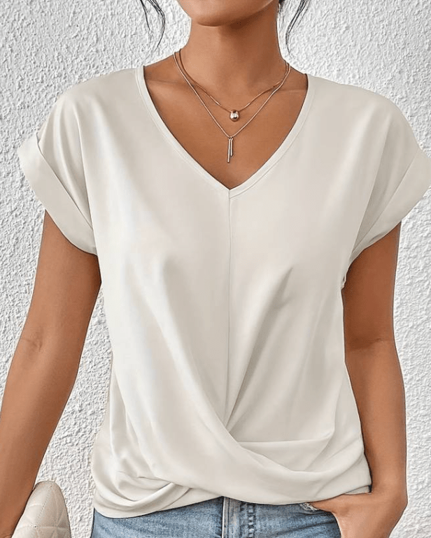 Tracy Women's Top with a V-neck with Short Sleeves and a Knot Detail, photo 3
