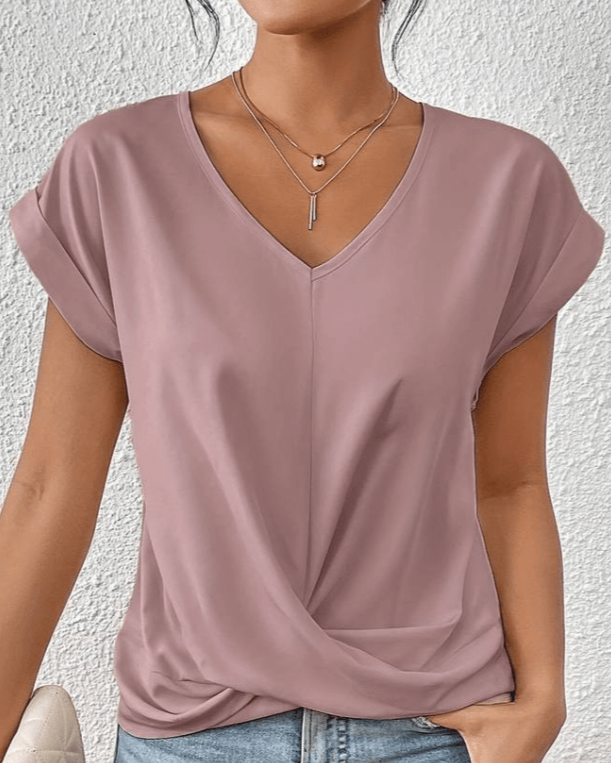 Tracy Women's Top with a V-neck with Short Sleeves and a Knot Detail, photo 4