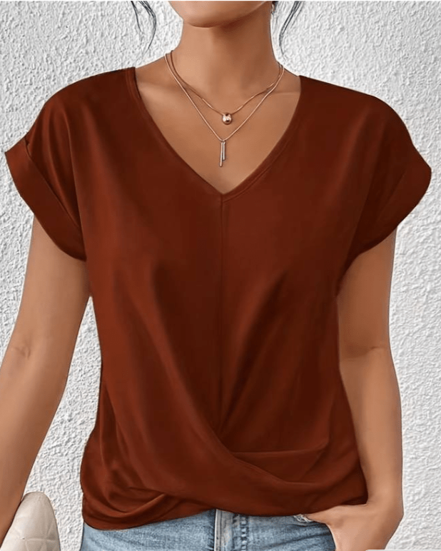 Tracy Women's Top with a V-neck with Short Sleeves and a Knot Detail, photo 5