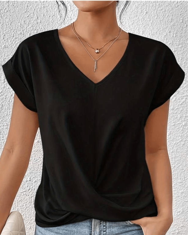 Tracy Women's Top with a V-neck with Short Sleeves and a Knot Detail, photo 6