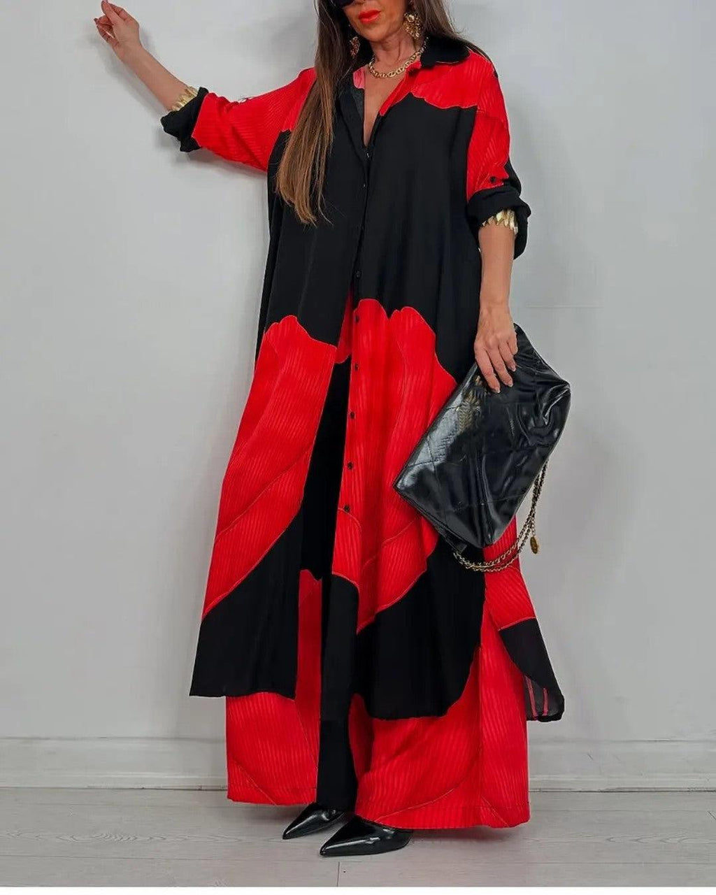 V Neck Top and Patchwork Trouser Set photo 3