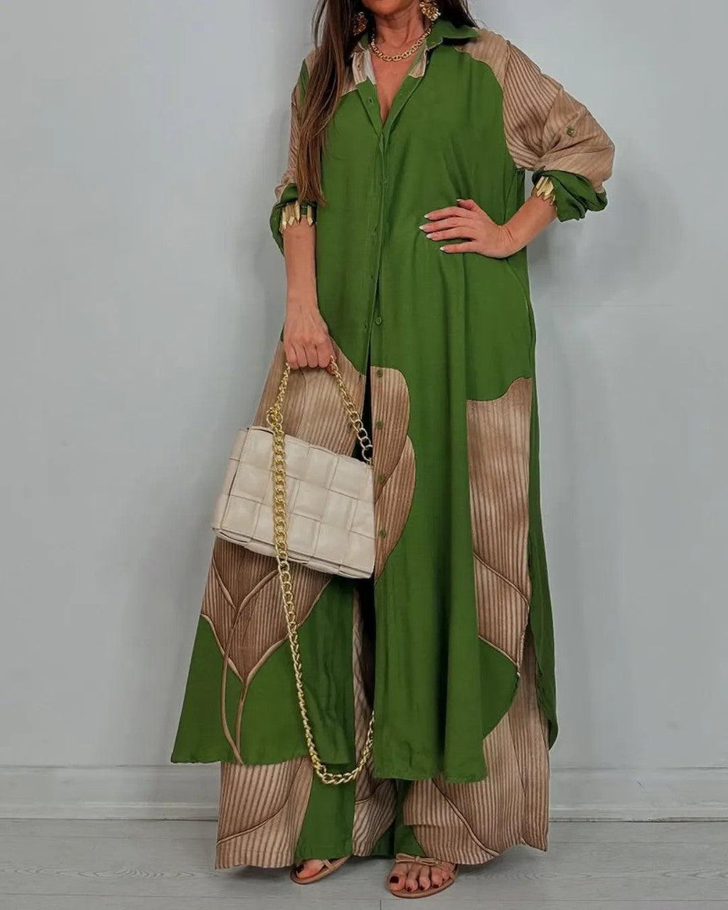 V Neck Top and Patchwork Trouser Set photo 5