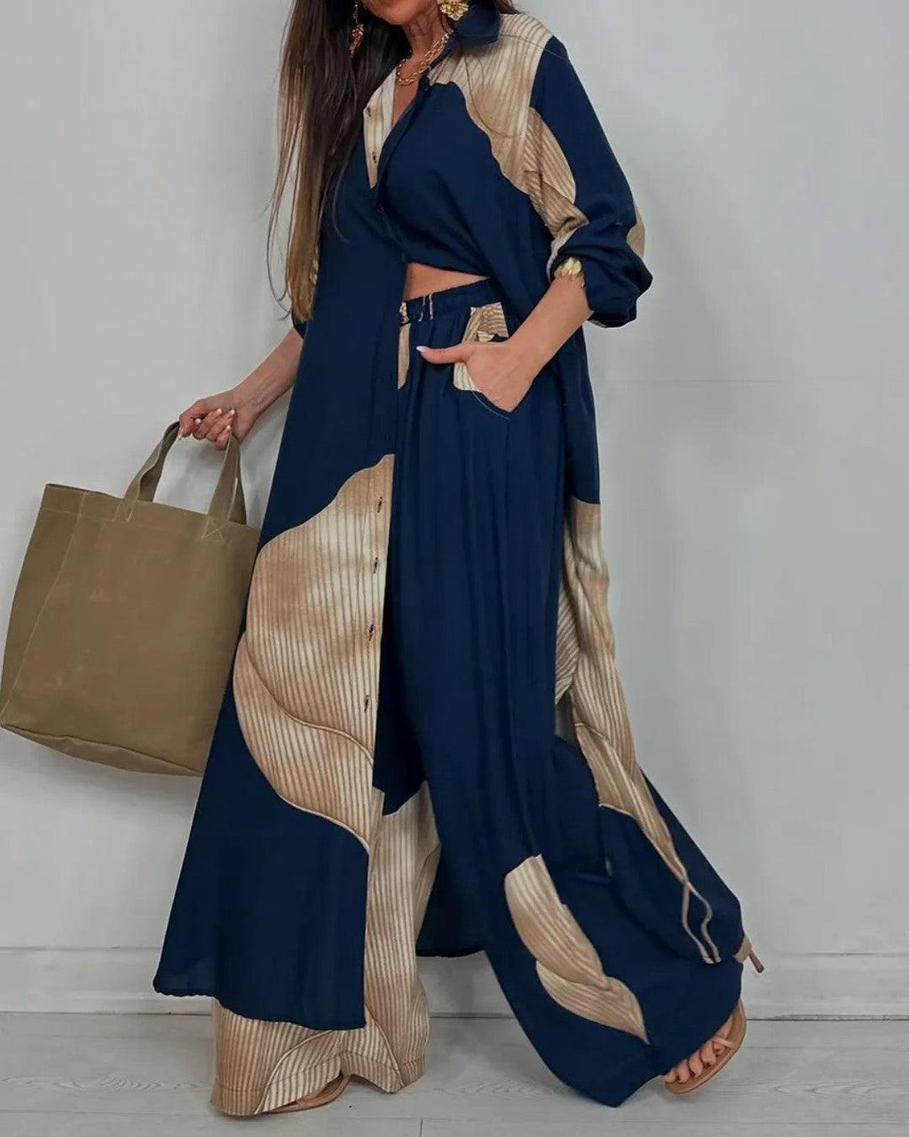 V Neck Top and Patchwork Trouser Set photo 6