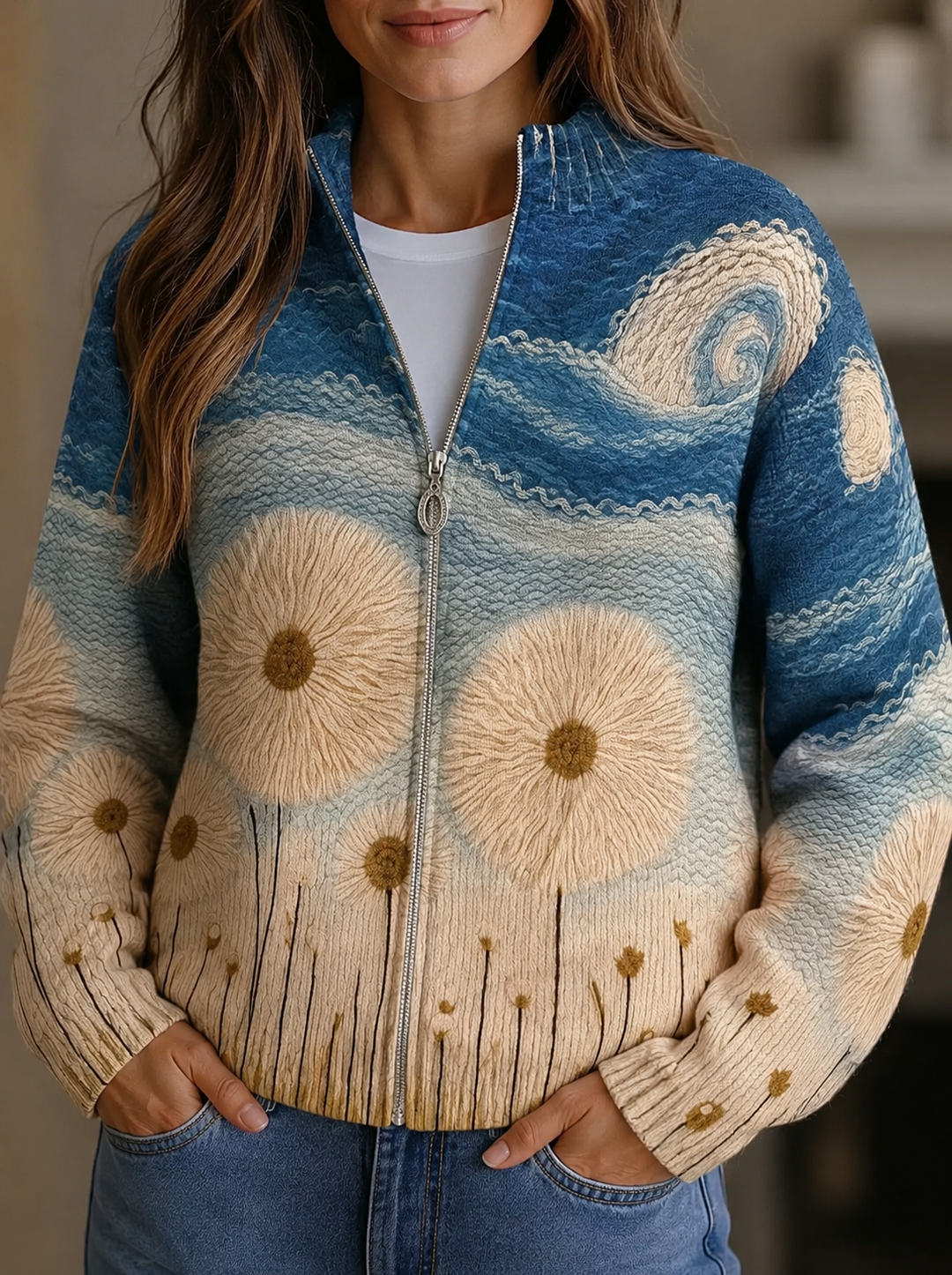 Vanessa Women's Cardigan in Knit with a Zip and Quilting, photo 1