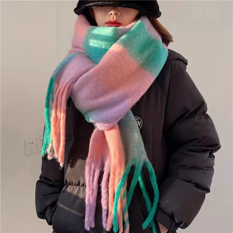 Viola Large Woven Winter Scarf with Fringes, photo 4