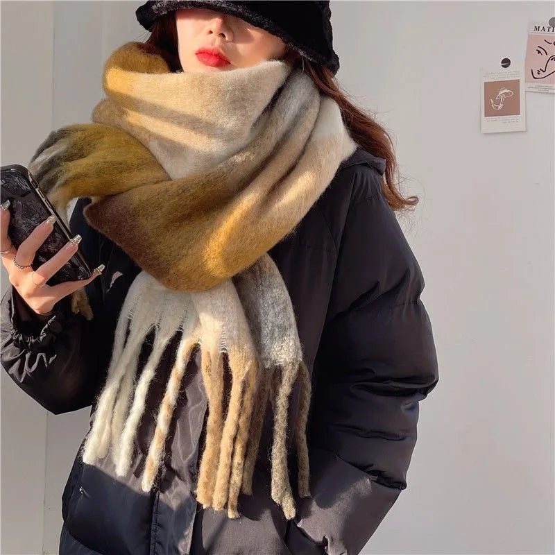 Viola Large Woven Winter Scarf with Fringes, photo 5