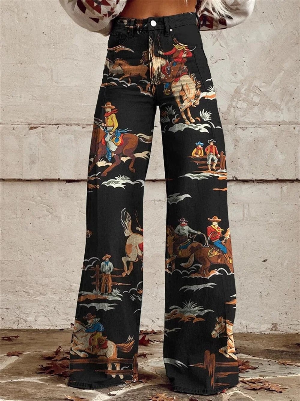 Willa Women's Trousers with Wide Legs and an All-over Print, photo 1