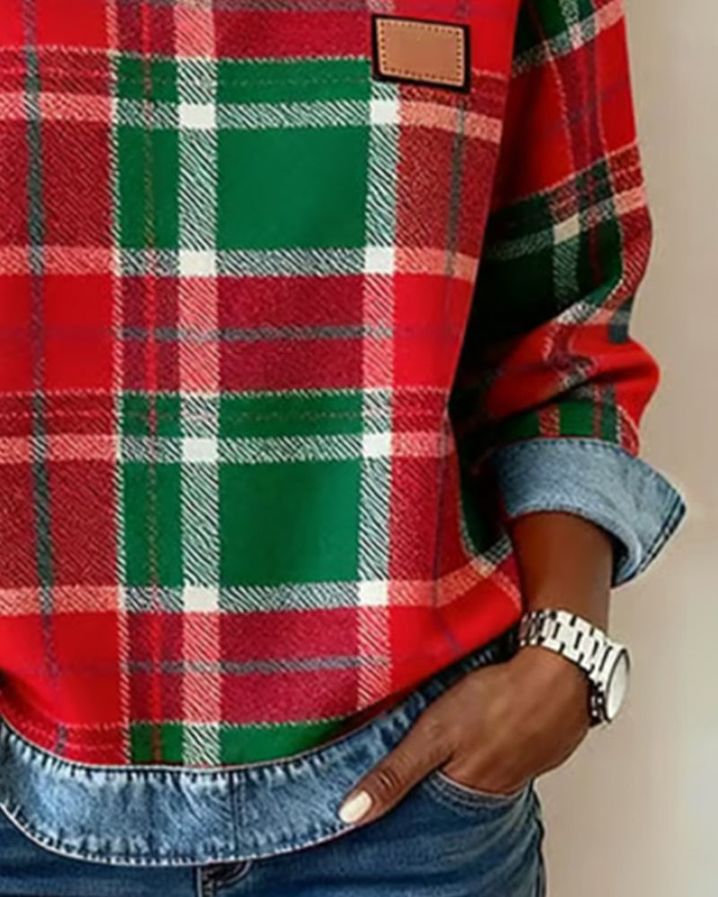 Yasmin Women's Top with a Round Neck and a Check Pattern, photo 5