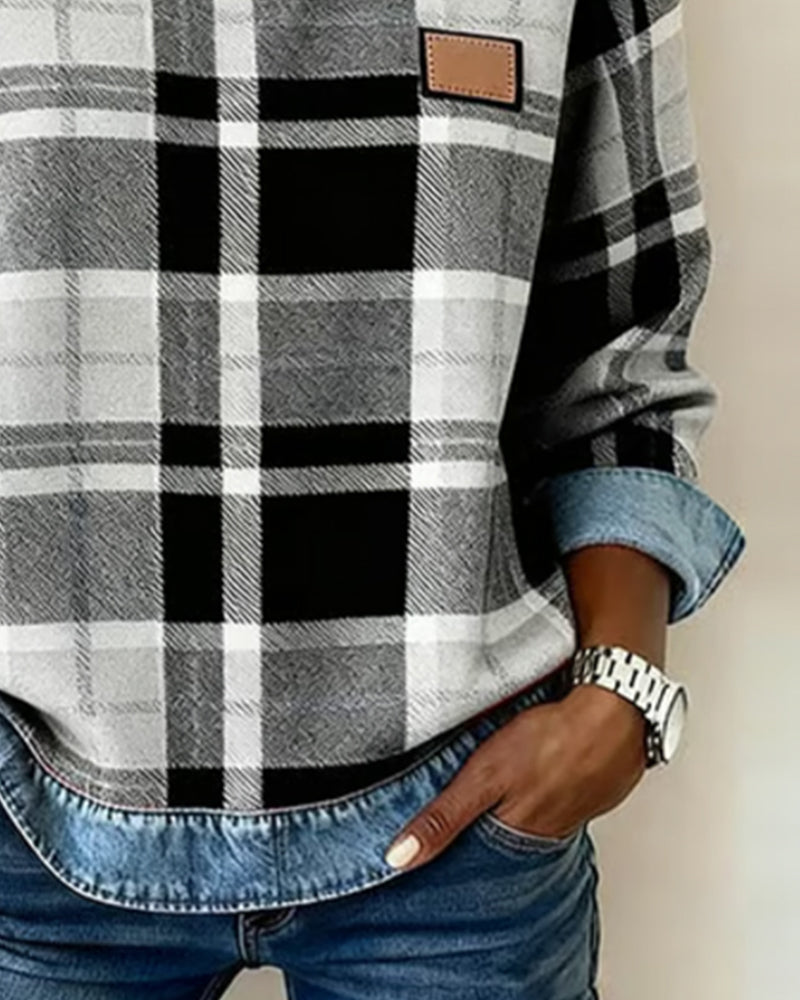 Yasmin Women's Top with a Round Neck and a Check Pattern, photo 6