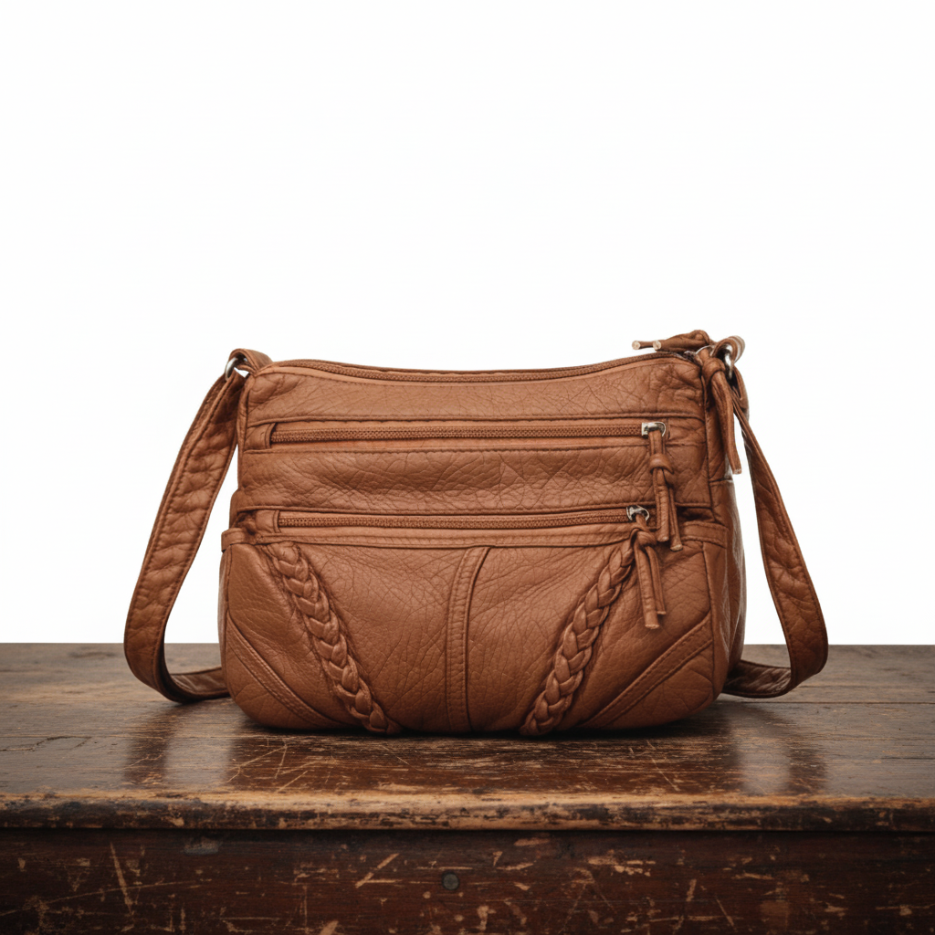 Zara Braided Leather Shoulder Bag with Flap, photo 1