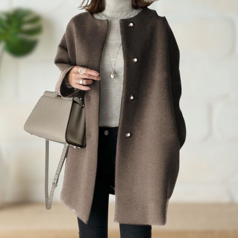 Zinnia Women's Coat with a Round Neck with Buttons, photo 2