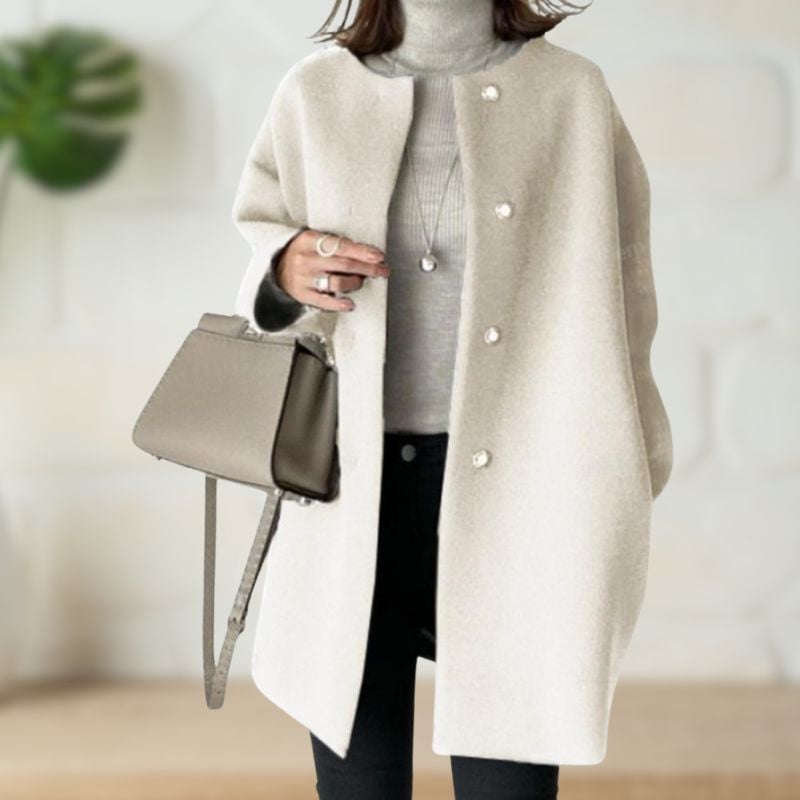 Zinnia Women's Coat with a Round Neck with Buttons, photo 3